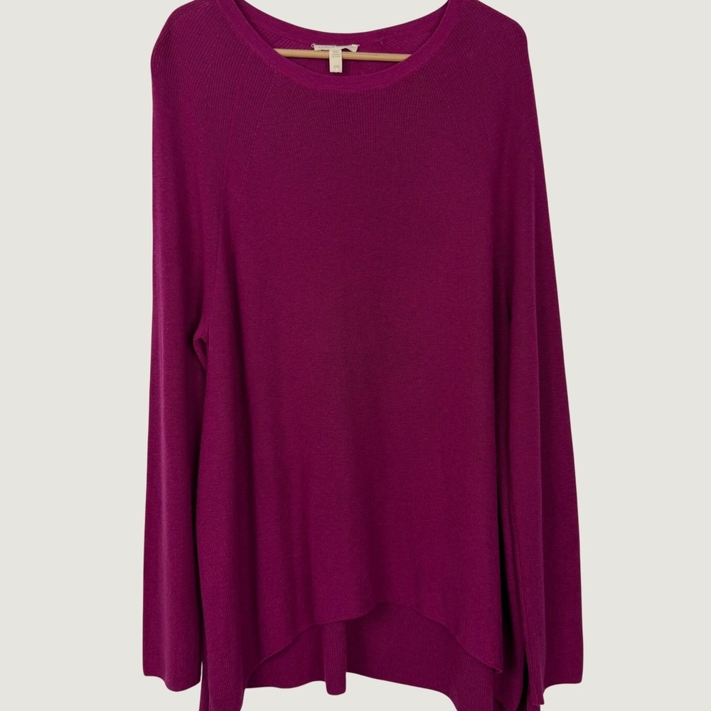 Eileen Fisher Berry Pink Tencel Organic Cotton Silk Sweater Tunic Large